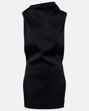 KHAITE Astor Draped Crepe Satin Minidress - Black