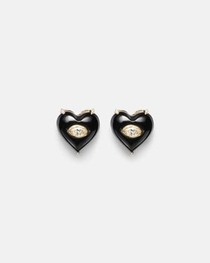 Sydney Evan 14Kt Earrings With Diamonds And Onyx - Black