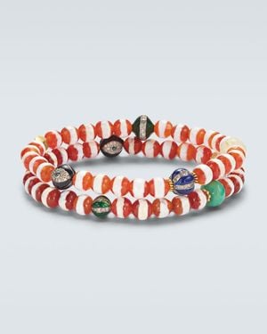 Ileana Makri Set Aus Zwei Armbaendern Mit 18Kt Gelbgold, Sterlingsilber Und Edelsteinen - Rot