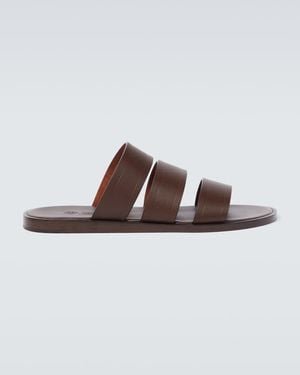 Loro Piana Naha Leather Slides - Brown