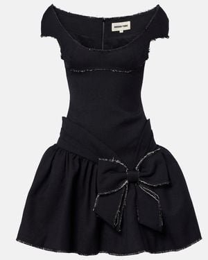 ShuShu/Tong Bow-Detail Distressed Tweed Minidress - Black