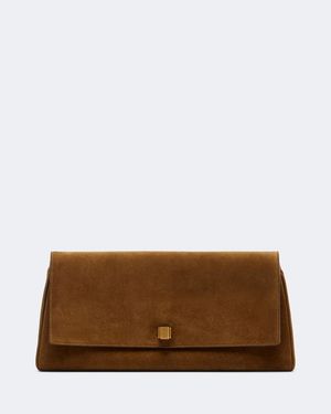 KHAITE Audrey Suede Clutch - Brown