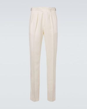 Rubinacci Linen Tapered Pants - White