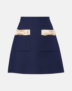 Valentino Crepe Couture Bow-Detail Miniskirt - Blue