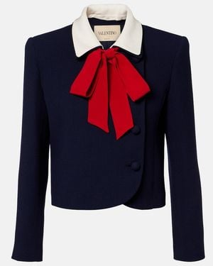 Valentino Chaqueta De Lana Virgen Con Lazada - Azul