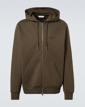 Givenchy Brand-Print Relaxed-Fit Cotton-Jersey Hoody - Green