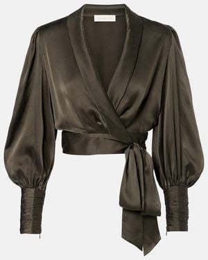 Zimmermann Silk Wrap Top - Green