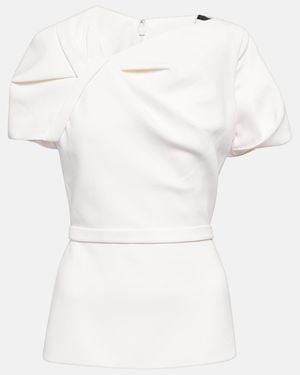 Safiyaa Peplum Crepe Top - White