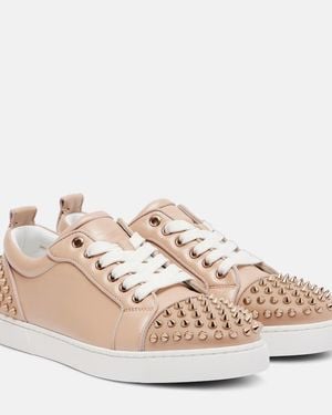 Christian Louboutin Louise Junior Spikes Leather Trainers - Natural