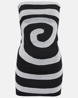 STAUD Swirl Metallic Knit Minidress - Black