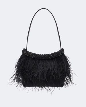 STAUD Borsa A Spalla Winslow Con Piume - Nero