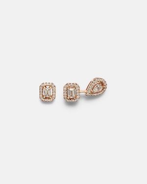 Messika Pendientes My Twin 1+2 De Oro Rosa De 18 Ct Con Diamantes - Blanco