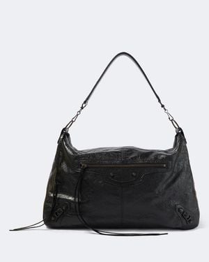 Balenciaga Bolso Al Hombro Le City Moto De Piel - Negro