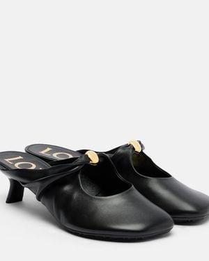 Loewe Pebble Soft Leather Mules - Black