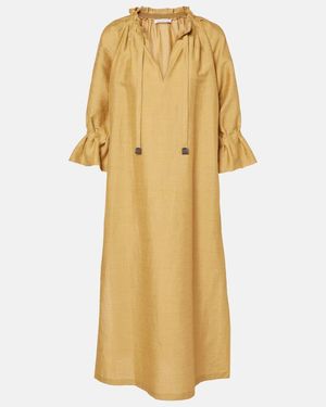 Max Mara Jene Linen And Silk-Blend Shirt Dress - Yellow