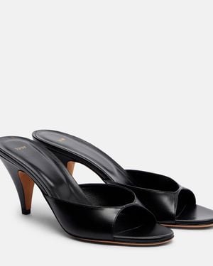 Jude Haze Leather Mules - Black