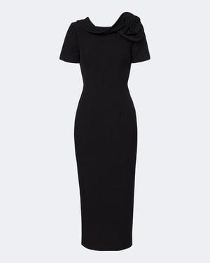 Roland Mouret Floral-Applique Crepe Midi Dress - Black