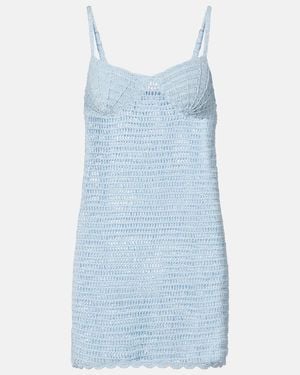 Anna Kosturova Vestido Corto De Croche De Algodon - Azul