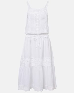 Anna Kosturova Manor Crochet Cotton Midi Dress - White