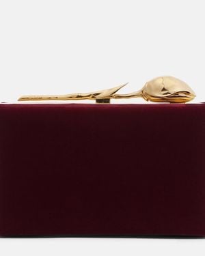 Erdem Bloom Mini Velvet Clutch - Red