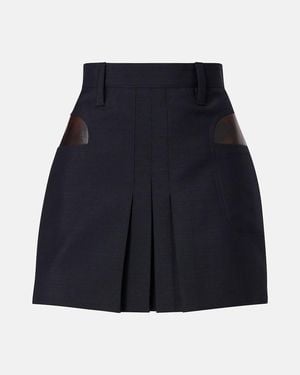 Prada Pleated Mohair And Wool Miniskirt - Blue