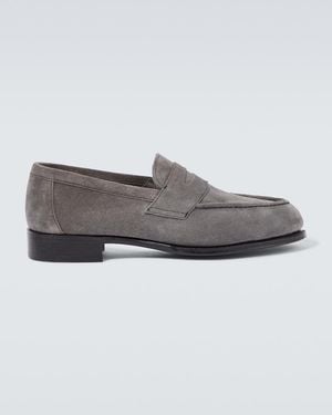 George Cleverley Cannes Suede Penny Loafers - Grey
