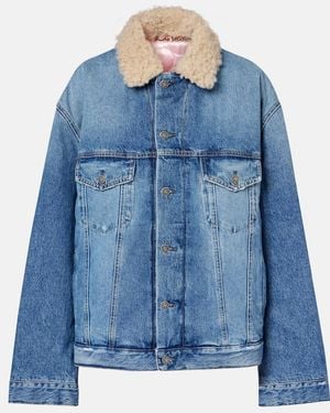 Acne Studios Teddy-Trimmed Denim Jacket - Blue