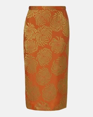 Dries Van Noten Printed Midi Skirt - Brown