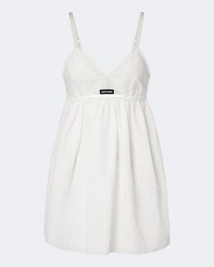 Miu Miu Embroidered Cotton And Linen-Blend Minidress - White
