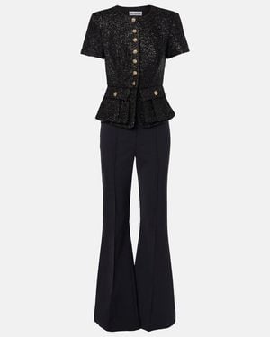 Self-Portrait Boucle Jumpsuit - Black