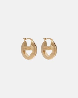 Prada Cutout Logo Earrings - White