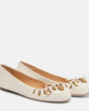 Chloé Charms Leather Ballet Flats - Natural