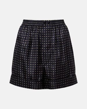 Saint Laurent Printed Silk Shorts - Black