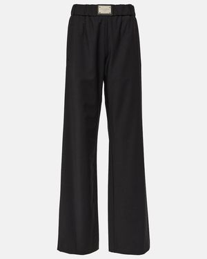 Dolce & Gabbana Wool-Blend Wide-Leg Trousers - Black