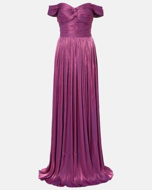 Costarellos Ruched Off-Shoulder Gown - Purple