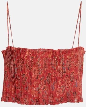 SIR. Allegra Floral Ramie Crop Top - Red
