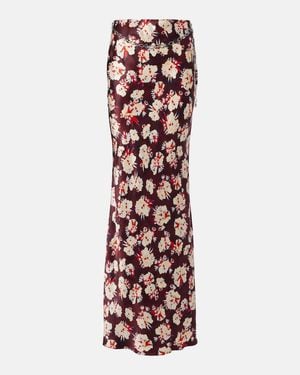 Rabanne Chain-Detail Floral Silk Maxi Skirt - Red