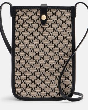 Max Mara Phony Leather-Trimmed Canvas Phone Pouch - Black