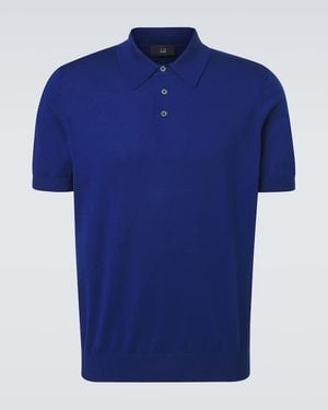 dunhill Cotton And Silk Polo Shirt - Blue