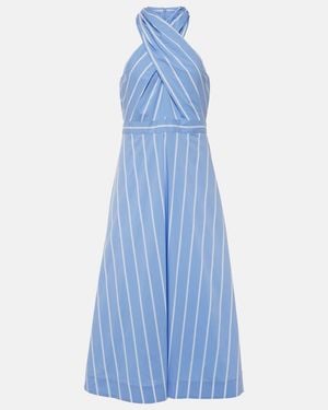 Veronica Beard Baylee Striped Poplin Midi Dress - Blue