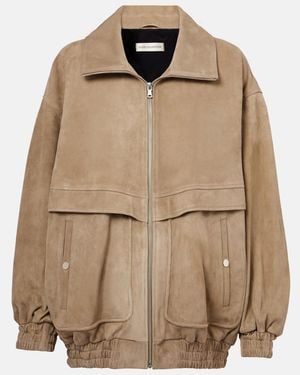 Nour Hammour Beck Suede Bomber Jacket - Brown