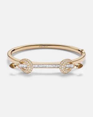 ANANYA Armreif Chakra Icon Aus 18Kt Gelbgold Mit Diamanten Und Quarz - Mettallic