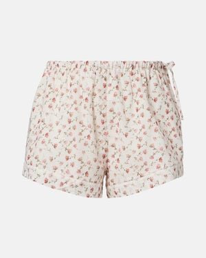 Posse Charlotte Floral Cotton Shorts - Natural