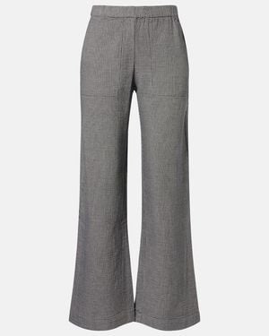 Velvet Braylen Houndstooth Cotton Wide-Leg Trousers - Grey