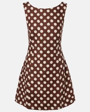 Faithfull the Brand Lydie Polka-Dot Linen Minidress - Brown