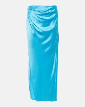 The Sei Silk Midi Skirt - Blue