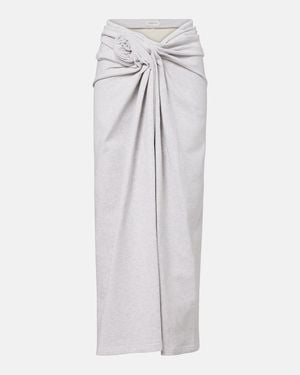 Magda Butrym Floral-Applique Cotton Midi Skirt - White