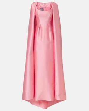 Monique Lhuillier Caped Mikado Gown - Pink
