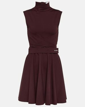 Alaïa Mockneck Jersey Dress - Purple