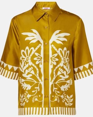 Eres Emeraude Floral Silk Twill Shirt - Metallic